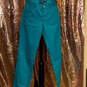 Teal shinny jeans